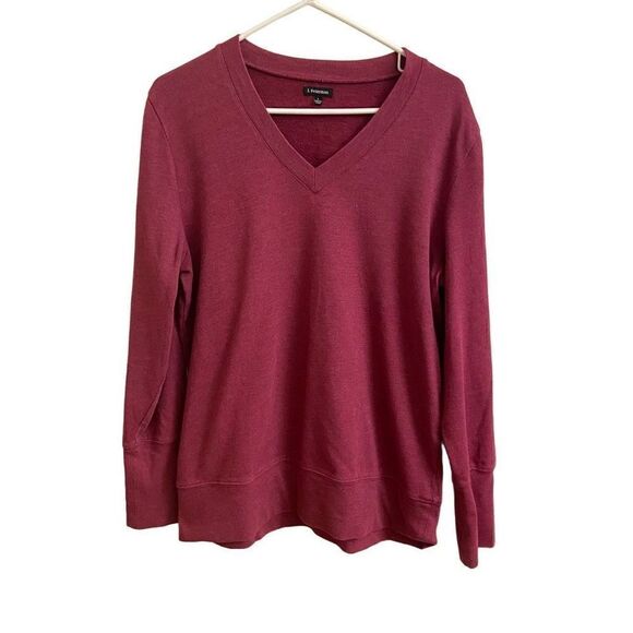 J. Peterman Burgundy V-neck Sweater Women’s Large - Picture 1 of 5